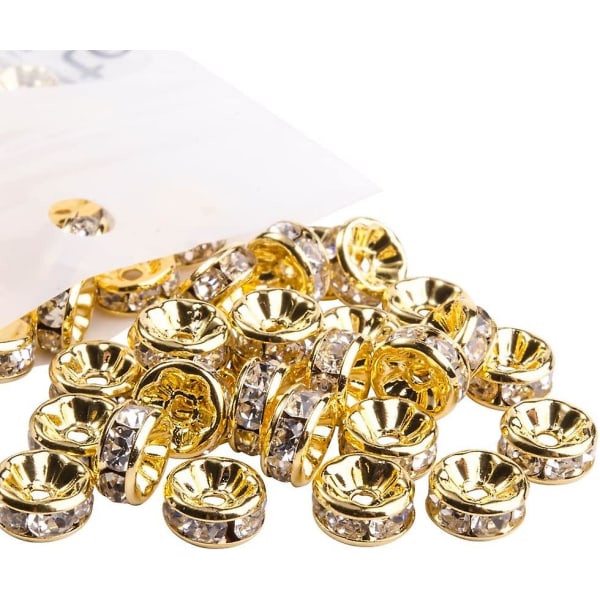 8 mm armbandstillverkning diamantring DIY smycken hantverk (guld) 50 stycken