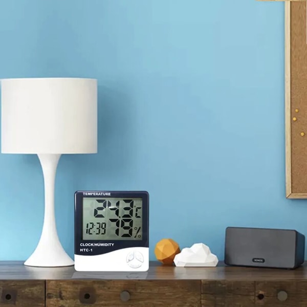 Digital termometer hygrometer larm inomhus klocka temperatur hygrometer avläsning temperatur avläsningar Celsius Fahrenheit Retoo
