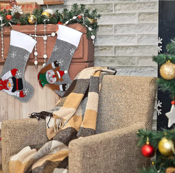 Julstrumpor 3 st stora storlekar tomte snögubbe ren karaktär hängande strumpor