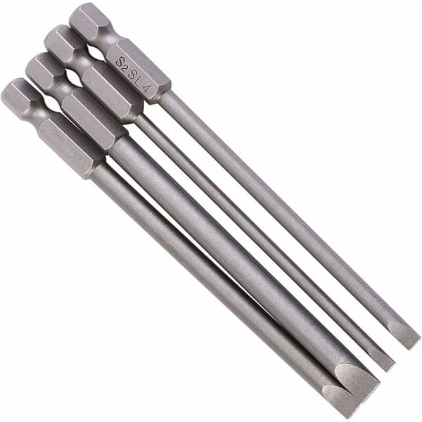 4 platta skruvmejselbits 3mm-6mm magnetisk stållegering 1/4\" 100mm
