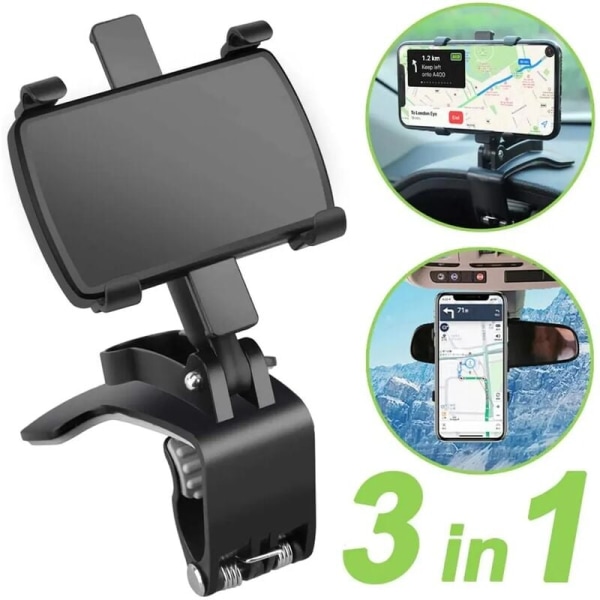 3 in 1 Car Dashboard Phone Holder, 360° Rotating Phone Holder for 4-7 inch Smartphones