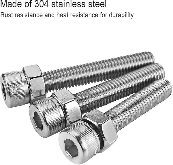60 M6 Socket Head Cap Screws, 304 Ss Bolt And Nut Set, 6mm X 10/12/16/20/25 / 30mm