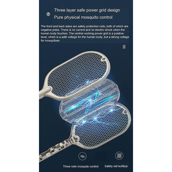 Elektrisk flugsmälla 2-pack Dubbla lägen Flugsmälla Uppladdningsbar För inomhus Hemma Kontor Bakgård Camping (2-pack)