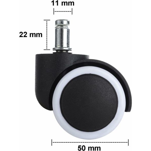 5 generelle slidstærke hjul til hårde gulve (11/50 mm hjul)