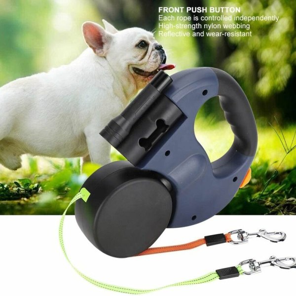 3m hundkoppel rullkoppel rullkoppel koppel dubbelkoppel 2 hundkoppel LED-ljus