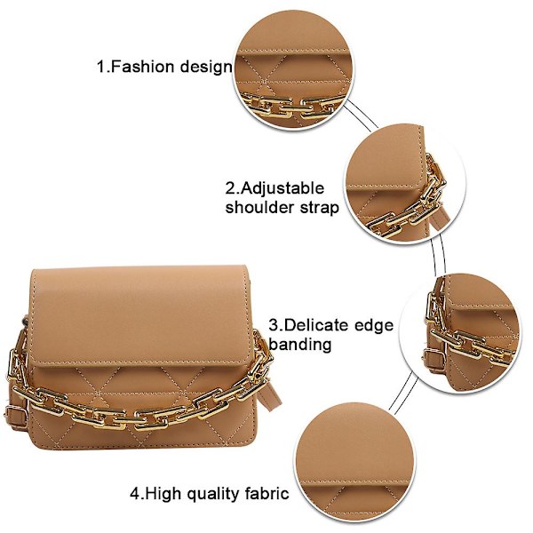 Crossbody-väskor för kvinnor, liten axelväska med kedjerem, handväska Khaki