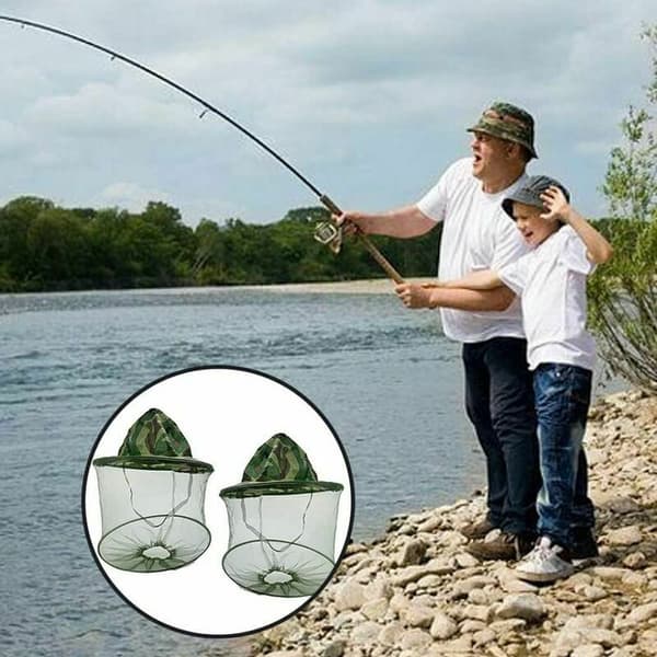 Bikupahatt Skyddsutrustning med Mesh-nät Utomhus Camo 2 st, Insektsmask