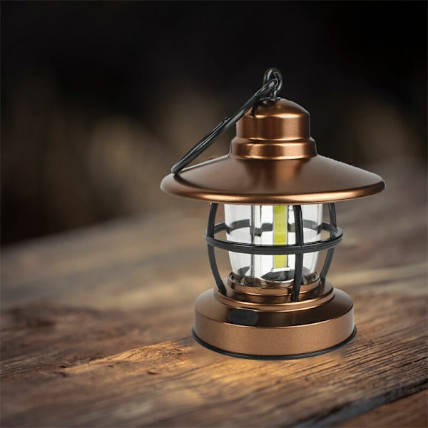 Bärbar LED-tältlampa med batteri, retrolyxig atmosfär för campingbelysning