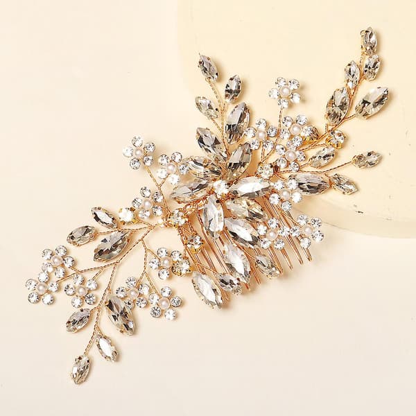 Brudhårskam med silverpärlor och strass för kvinnor och flickor