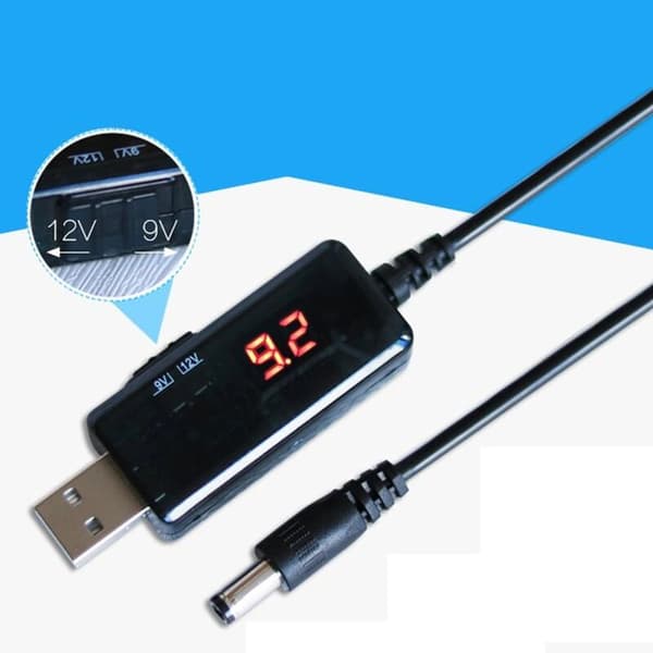 USB Boost Converter DC 5V til 9V 12V USB Boost Converter Kabel + 3.5x1.35mm Strømadapter/Oplader Stik??T/Strømomformer 1 stk