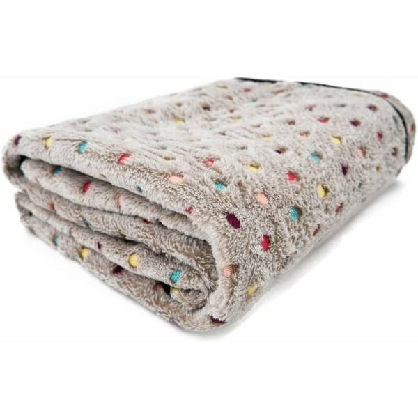 Blød og hyggelig Road Soft Cortail fløjlshund og kattetæppe Maskinvaskbart hund og kattemåtte Beige (Størrelse M: 104 x 78 cm)