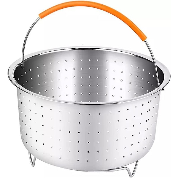 Ångkokare i rostfritt stål, tillbehör till Instant Pot, ångkokare med silikonhandtag 21,5 cm
