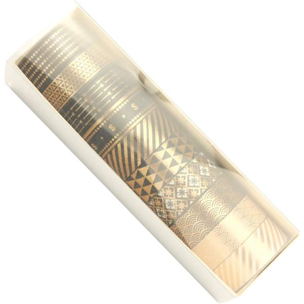 Tejp, 10 rullar/set Svart Guld Folie Papper Tejp Set Papper Festival DIY Scrapbooking