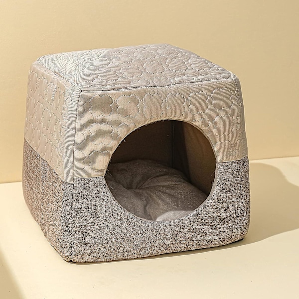 Kattgrotta säng, lämplig för inomhuskatter under 7 kg, 37x33x30 cm 3 i 1 varm grotta katthus kattsoffa säng hopfällbar