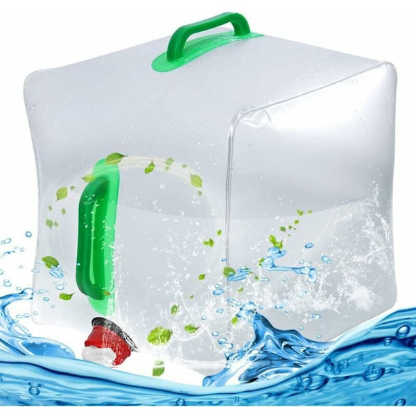 Hopfällbar Vattentank Behållare Väska Bärbar Transparent Hållbar Stor Kapacitet Camping Picknick 20L T-Audace