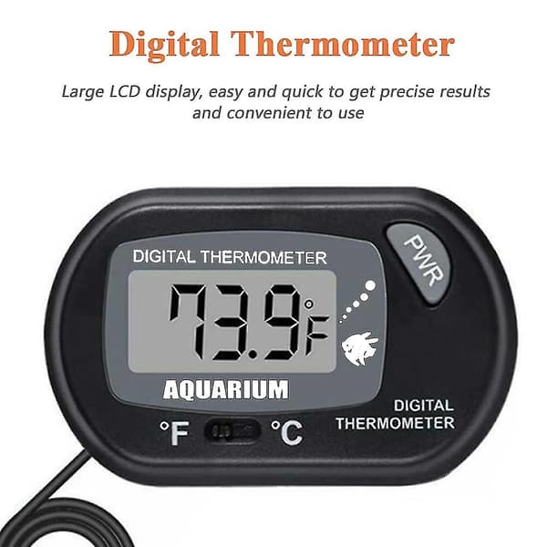 Akvarietermometer, LCD digital elektronisk termometer med sugkoppsvattentermograf