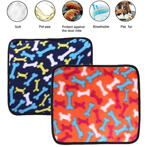 2 stk. bløde hundekatte tæpper medium fluffy hundekatte tæpper søde print hvalpetæpper vaskbart fleece kæledyrspude XL (23,62 x 16,92 tommer)