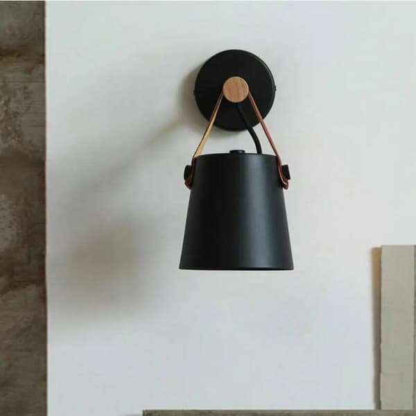 Nordisk modern design vägglampa i trä LED inomhusbelysning sovrum vardagsrum E27
