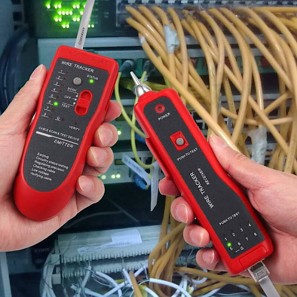 Trådspårare RJ11 RJ45 Finder Ethernet LAN Multifunktion Toner Tracer Nätverkskabel Snack Telefonledning Kontinuitetstestare (Röd)