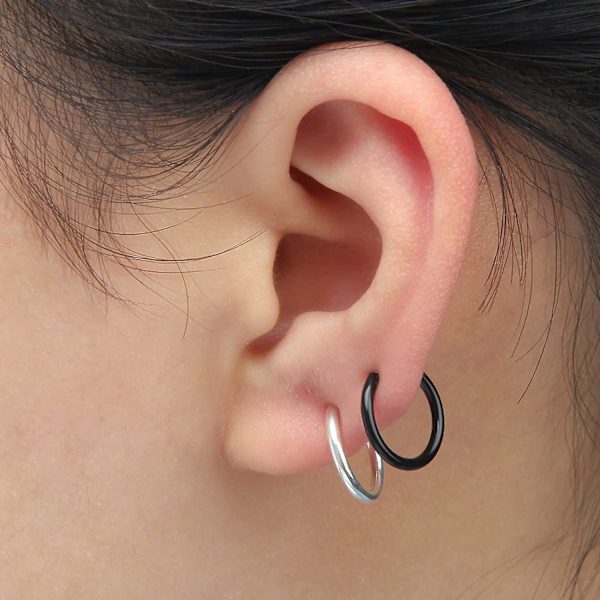 Falska gotiska punkläpp-, öron- och näsklämmor, falska piercade nasolabiala ringörhängen 4 par