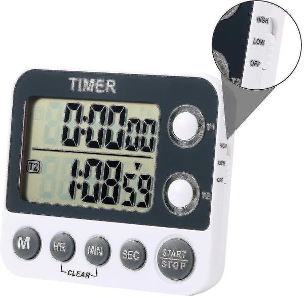 Digital Kök Timer Magnetisk Stor Skärm Nedräkningstimer Klocka 2 Kanal Grupper 99 Timmar Yo