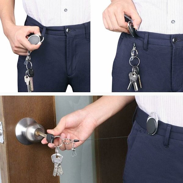 Retractabele haspel lengte, 3 stuks zware karabijnhaak badgehouder, 70 cm met versterkte veer voor ID-kaarten met sleutelhanger riemclip en klemhaak