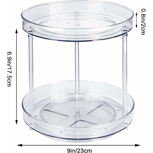 Skivspelare Köksskåp 2-vånings Spice Kylskåp Lazy Susan Rack Kryddställ Köksförvaring Organizer 23cm