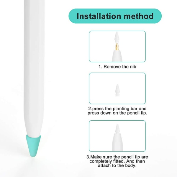 Kompatibel med Apple Pencil Tips Replacement For 2nd Gen, Silikonspetsar Cover Skrivskydd för Ipad Pencil.