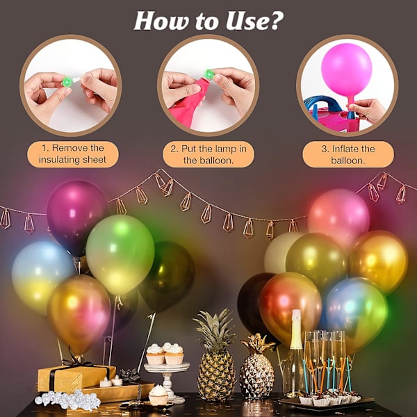 Mini-ballonglampor, 60 st individuella runda LED-lampor för ballonger som blinkar färgglatt för papperslyktor, ballonger