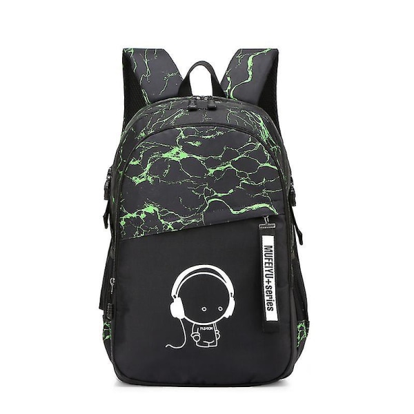Ny rygsæk mandlig skoletaske slidstærk computertaske selvlysende skoletaske, grøn