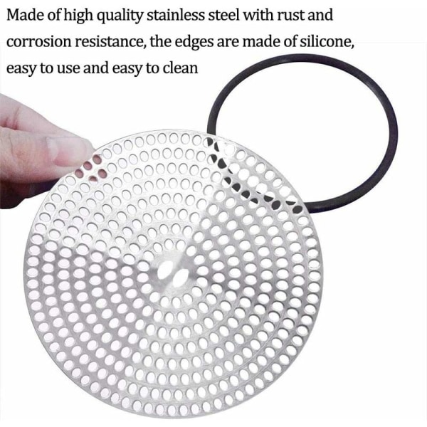 Rostfritt Stål Diskho Sil, 11 cm, Förhindrar Igensättning från Smuts för Kök, Badkar, Handfat, Silver Rostfritt Stål och Silikon