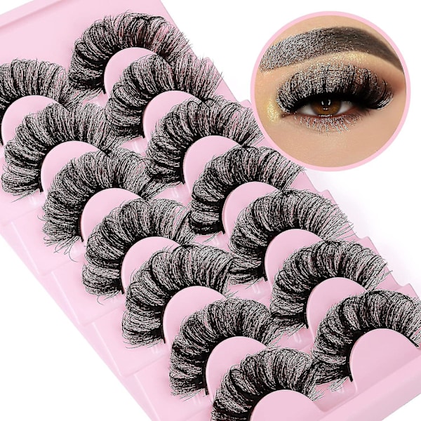 Fluffy Mink Lashes Dramatiska Tjocka Volym Falska Ögonfransar 18MM 22MM Fransar 6D Lockiga Strip Wispy Mjuka Fransar Pack 7 Par Ögonfransar av
