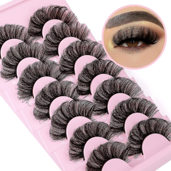 Ögonfransar Fluffy Mink Fransar Dramatisk Tjock Volym Lösögonfransar 18MM 22MM Fransar 6D Curly Strip Wispy Soft Lash Pack 7 Par Eye Lash by