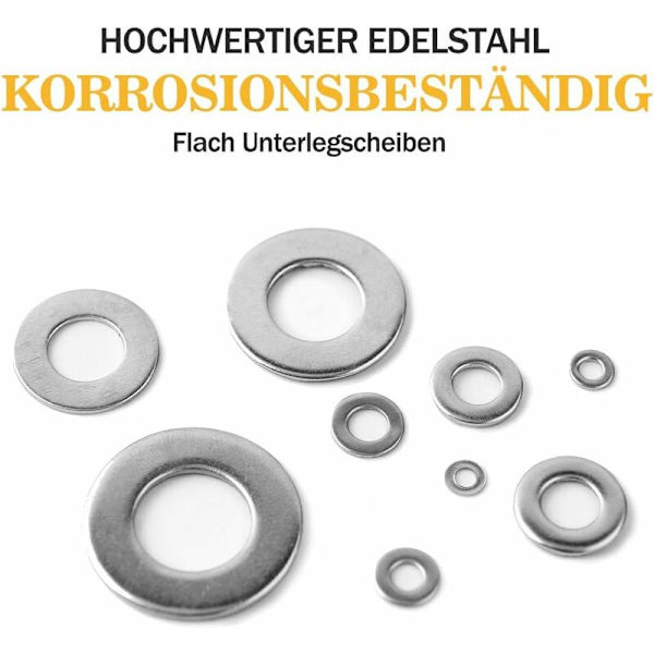 Brickor-684 brickor 9 storlekar av brickor i rostfritt stål och låsbrickor (M2 M2.5 M3 M4 M5 M6 M8 M10 M12) (Silver)