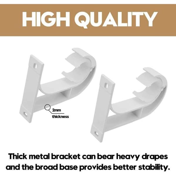 4 loftmonterede gardinstangbeslag, robust aluminiumslegering, plastring til stænger op til 25,5 mm, til brug.