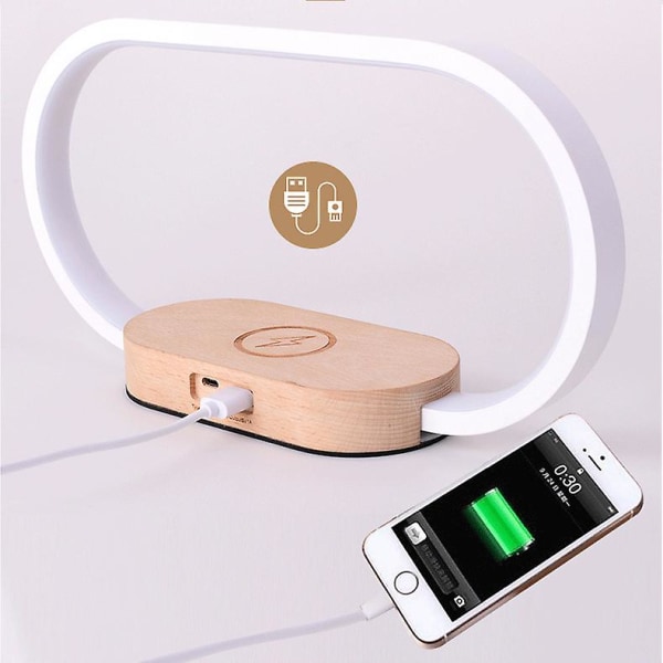 Sänglampa med USB-port, sovrumslampa med 10W snabb trådlös laddare, sänglampa med klocka, sängbordslampa, sovrums touch-lampa.