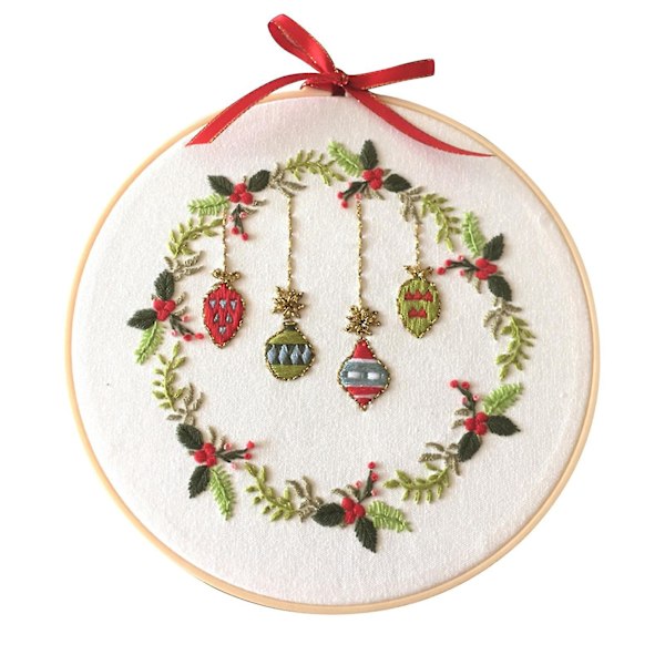 Heltäckande Broderi Korsstygn Präglad Julduk Present Blommig Set