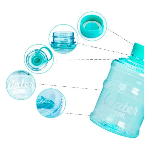 Mini Hink Plast Bubblande Vattenflaska Stor Kapacitet Sport Handkopp Läcksäker Vattenflaskor (Transparent Orange 650ml)