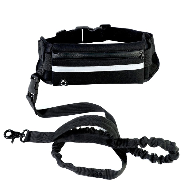 Handsfree hundkoppel Justerbart löp- och gångkoppel med bred rygg (svart)