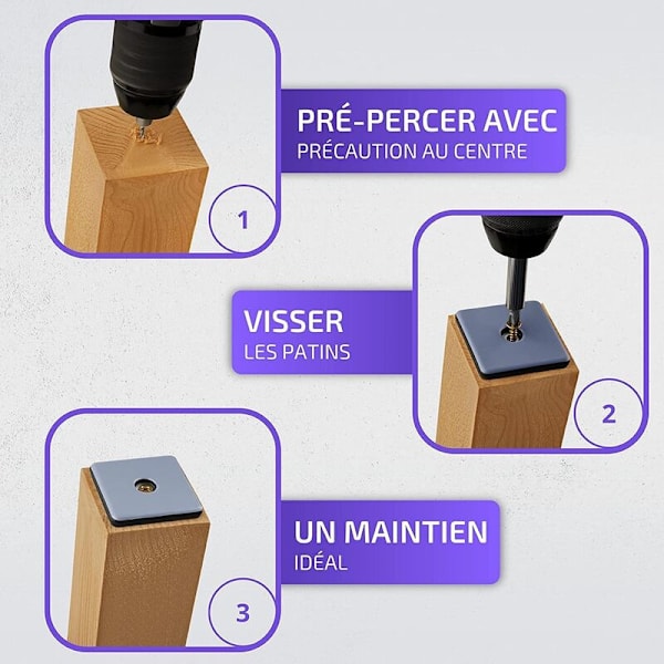 Teflon möbelglidare med skruvar │ 20 st │ Fyrkantig │ 40 x 40 mm │ Golvskydd │ Ptfe-glidare │ Teflon-glidare