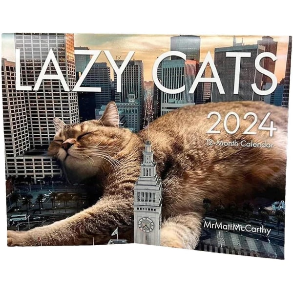 Cats Calendar 2024, Lazy Cat Calendar 2024, Cute Cats Wall Calendar 2024, Roliga månadskalendrar, present till kattälskare