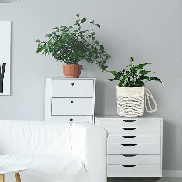 Planteholder Kurv, 2stk Hængende Reb Planteholder Kurv Makrame Blomsterkurv Bomuldsreb til Balkon Dekoration Dække Opbevaringskurv Plantebeholdere