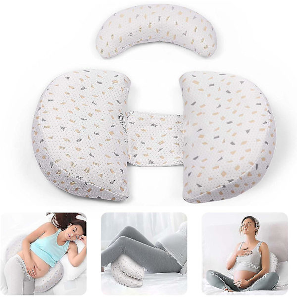 Gravidkudde, Stepped Wedge Maternity Pillow för gravida kvinnor, med justerbara och avtagbara och tvättbara örngott, stöd kudde för mage,