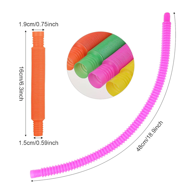 12 st Sensoriska Stretch Tubes Färgglada Fidget Toys Mini Sensor Tube Pop Tubes Pedagogiska barnleksaker Slumpmässig färg