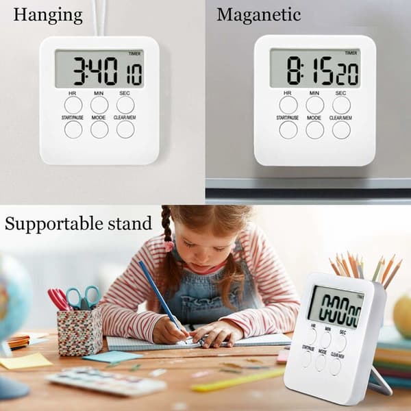 Køkken Timer, Digital Magnetisk Madlavningstimer, Høj Alarmur, LCD-display, Professionel Nedtællingstimer til Køkken