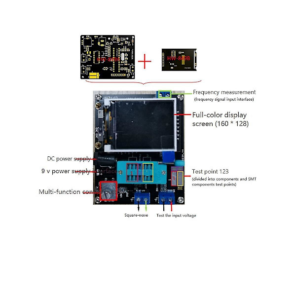 Lcd-skärm Gm328a Transistor Diode Tester Kapacitans Esr Spänningsfrekvensmätare Pwm För Kvadratisk W