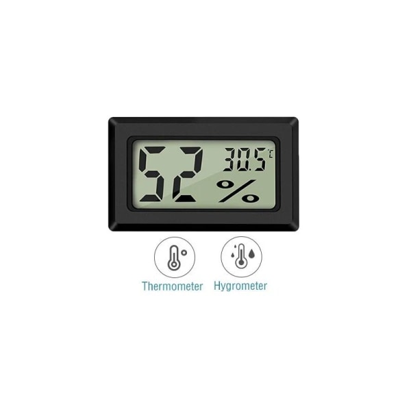 Digitalt termometer Hygrometer Mini LCD Hygrometer Fryser Køleskab Termometer-50 70 Køling Akvarie Chiller 1 Stk Sort