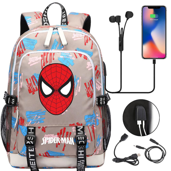Spiderman USB Reseryggsäck för bärbar dator för pojkar, flickor, barn - perfekt för skolan, böcker och tonåringar - trendig väska för studenter, män, kvinnor8