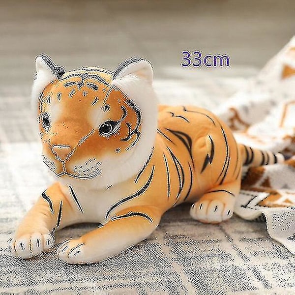 39/48/58 cm Söt Lejon Tiger Leopard Plyschleksak Söt Simuleringsdocka Fylld Mjuk Simuleringsdjur 33 cm liggande gul