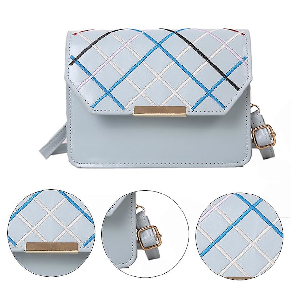Crossbody-väskor för kvinnor Läderhandväska Handväska med justerbar rem Axelväskor blå
